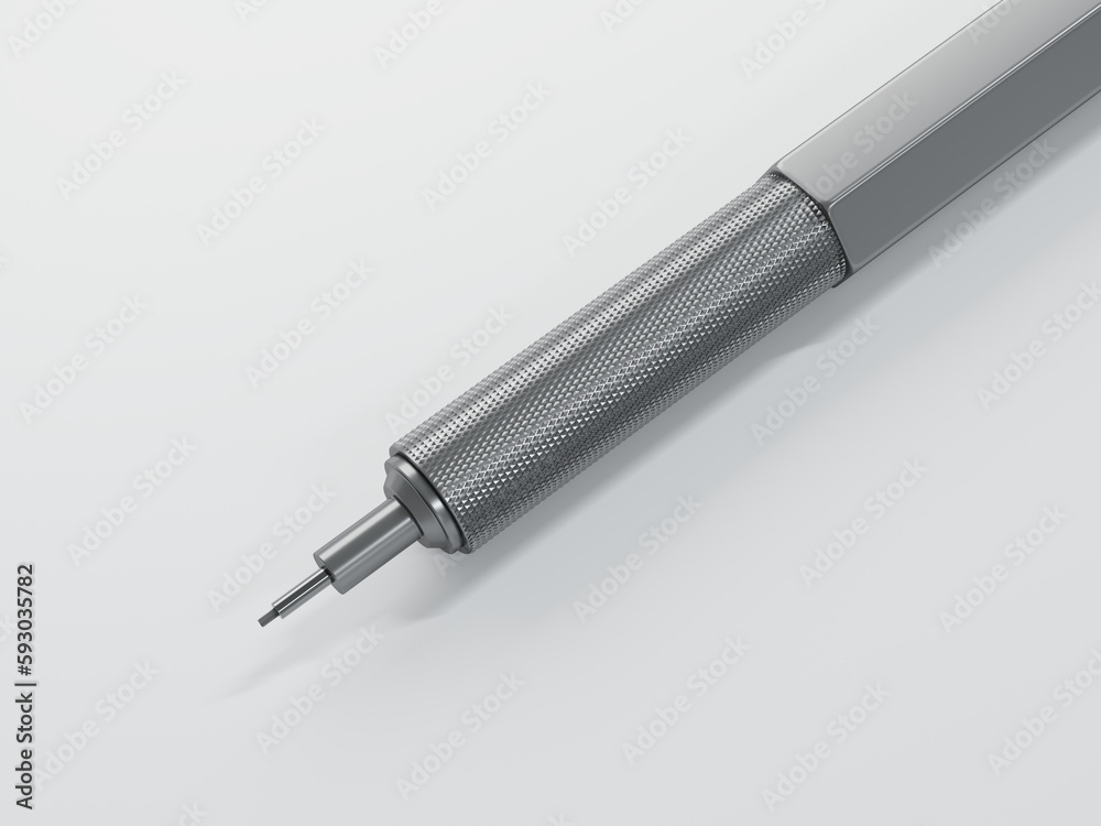 Fototapeta premium 3D Rendering Mechanic Pencil on White Background, Pencil on Isol