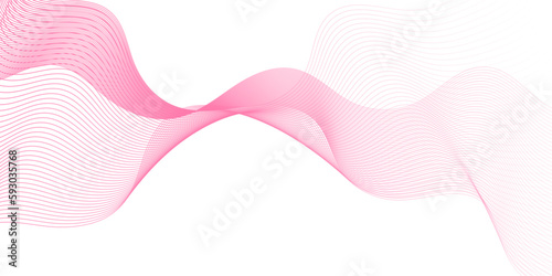 Abstract pink, wave lines on transparent background. Abstract vector pink wave melody lines on white background. Wave modern stream transparent background.