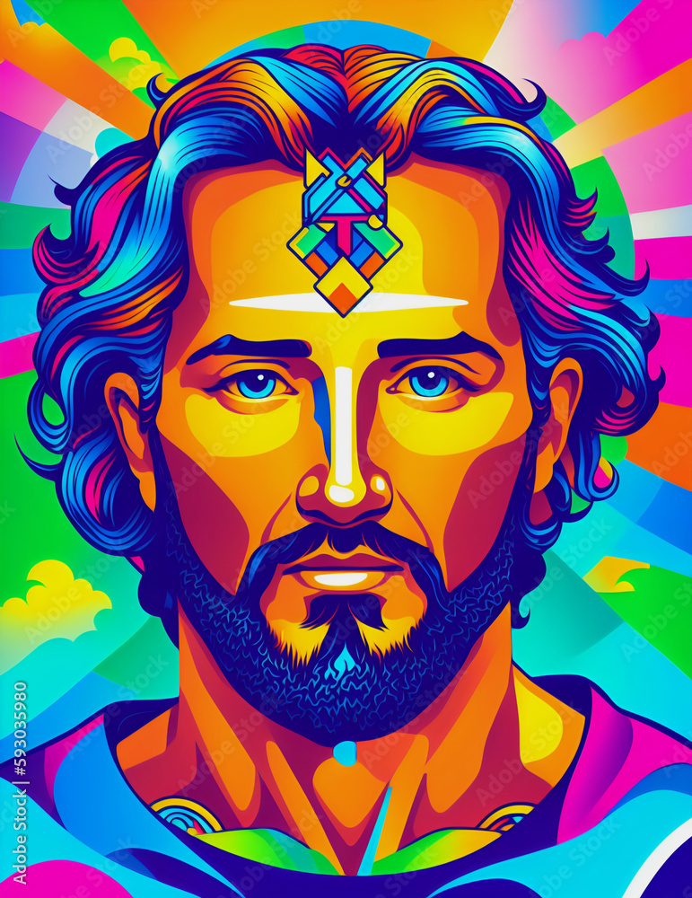 colorful jesus face, create with generative Ai colorful jesus face, create with generative Ai