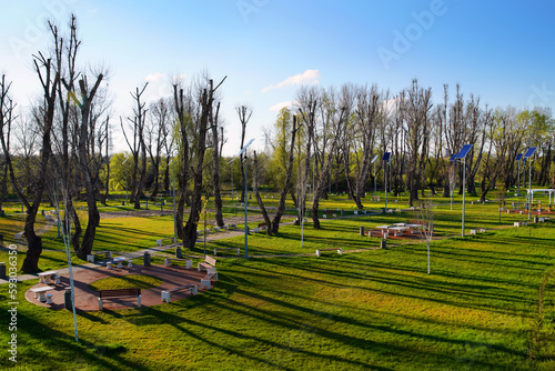 Spring view of Micalaca Park in Arad, Romania, Europe 