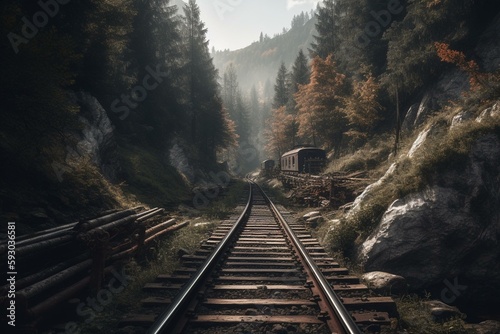 railway in the mountains. Generative AI