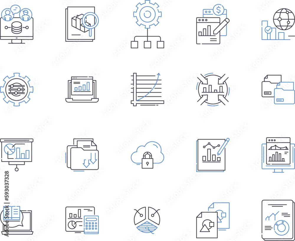 Data and computer outline icons collection. Data, Computer, Analysis, Science, Networking, Technology, Storage vector and illustration concept set. Processing, Programming, Security linear signs Data and computer outline icons collection. Data, Computer, Analysis, Science, Networking, Technology, Storage vector and illustration concept set. Processing, Programming, Security linear signs