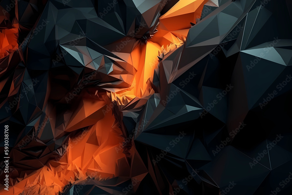 Abstract Background Polygon Shape Orange And Black. Created by Generative AI