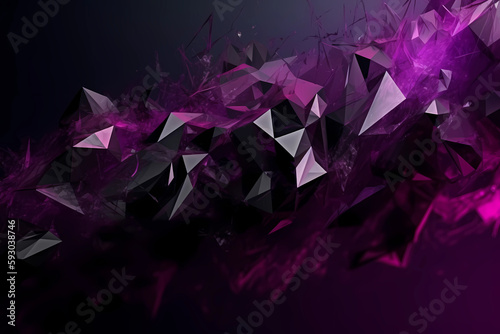 Abstract Background Polygon Shape Pruple And Black. Created by Generative AI