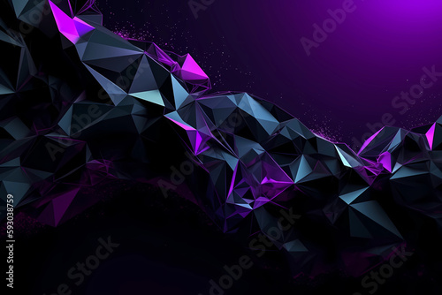 Abstract Background Polygon Shape Pruple And Black. Created by Generative AI