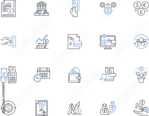 Credit card outline icons collection. Card, Credit, Debit, Bank, VISA, Mastercard, AMEX vector and illustration concept set. Plastic, Payment, Applepay linear signs photo