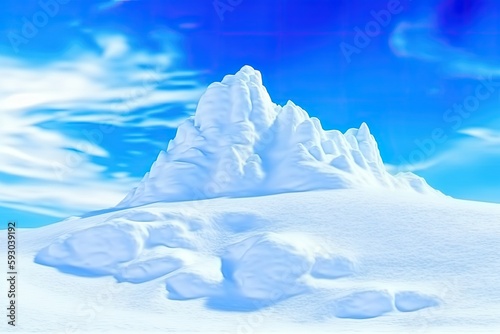 A view of a snow-covered hill against a sky-filled background. Generative AI