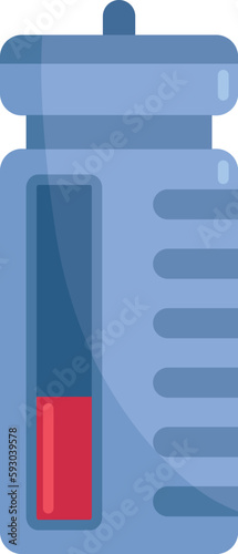 Single flat blue bottle symbolizes purified water