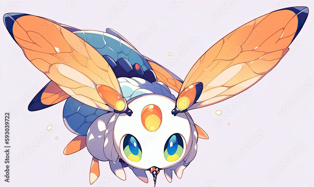 Animestyle Dragonfly With Smiley Face. Anime Kawaii. Generative AI Animestyle Dragonfly With Smiley Face. Anime Kawaii. Generative AI