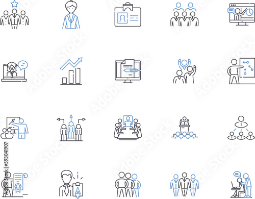 Personal growth outline icons collection. Development, Progress, Improvement, Expansion, Strengthening, Transformation, Advancement vector and illustration concept set. Augmentation, Amplification
