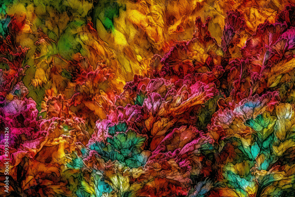 abstract features depicting flowers. Neural network AI generated