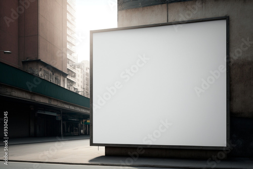 Empty billboards await your message on a street wall adorned with spacious  blank banners. Generative AI