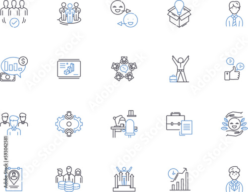 Manager outline icons collection. Supervisor, Leader, Administrator, Director, Organizer, Strategist, Advisor vector and illustration concept set. Controller, Coordinator, Conductor linear signs