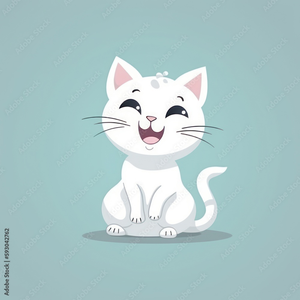 Kleine weiße Katze Cartoon