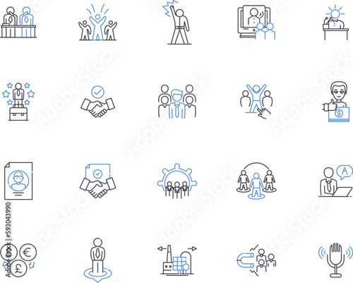 Politics outline icons collection. Politics, Political, Politician, Legislature, Vote, Election, Democracy vector and illustration concept set. Governance, Power, Government linear signs