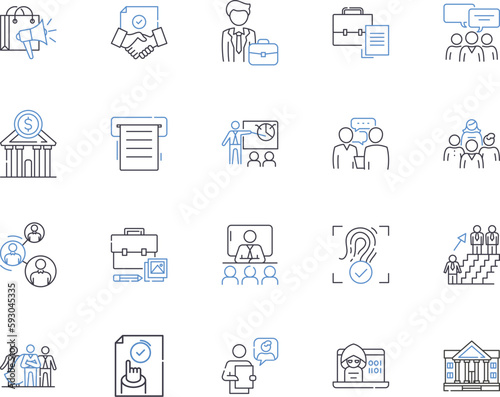 Hedge fund outline icons collection. Hedge, Fund, Investing, Investment, Management, Manager, Strategies vector and illustration concept set. Strategy, Returns, Return linear signs