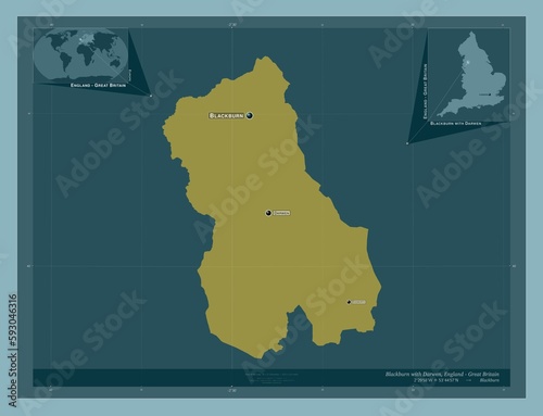 Blackburn with Darwen, England - Great Britain. Solid. Labelled points of cities photo