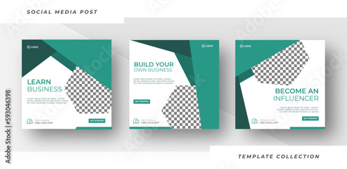 Learn business influencer online digital business marketing banner for social media post template
