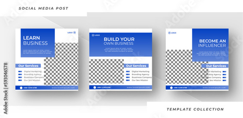 Learn business marketing banner for social media post template
