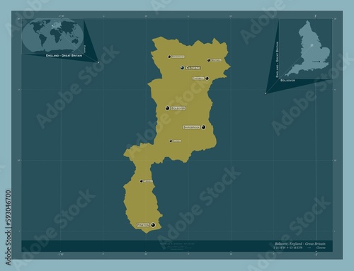 Bolsover, England - Great Britain. Solid. Labelled points of cities photo