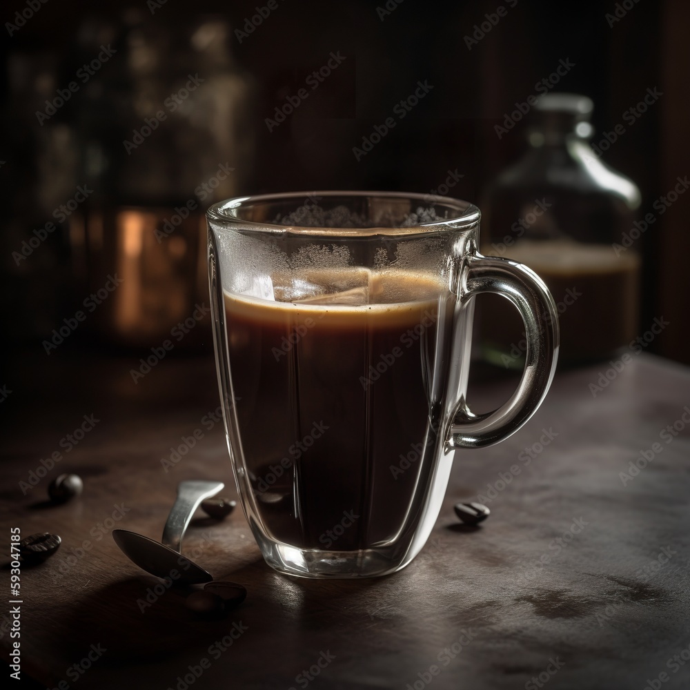 Fototapeta premium Elegant Americano in Minimalist Cafe Setting - AI Generated