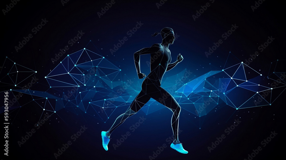 Man running triangle lighting illustration 