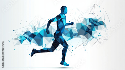 Man running triangle lighting illustration 