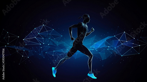 Man running triangle lighting illustration  © Artify