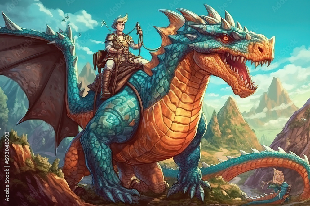 Fototapeta premium Fantasy creature. cartoon color story. sketch art for artist creativity and inspiration. generative AI 