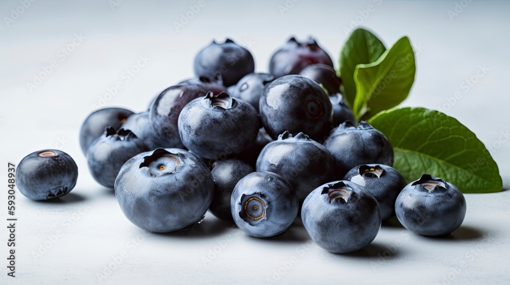 Fototapeta premium Ripe blueberries on a white background