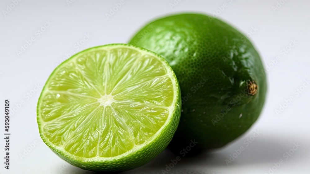 Green lime on a white background Green lime on a white background