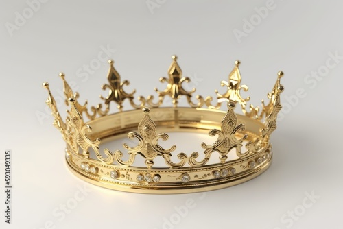 A gold crown is shown alone on a white backdrop. Generative AI
