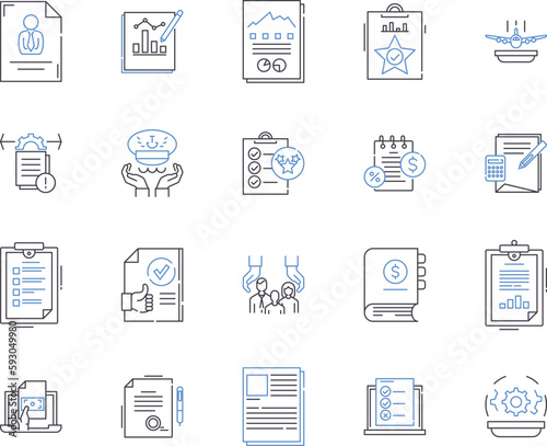 Insurance and laegal outline icons collection. Insurance, Legal, Coverage, Claims, Liability, Risk, Compliance vector and illustration concept set. Contract, Lawyer, Litigation linear signs