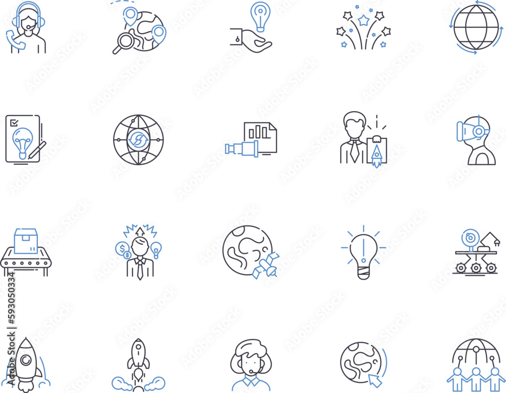 Innovations outline icons collection. Invent, Advance, Improve, Create, Develop, Refine, Craft vector and illustration concept set. Originate, Pioneer, Reengineer linear signs Innovations outline icons collection. Invent, Advance, Improve, Create, Develop, Refine, Craft vector and illustration concept set. Originate, Pioneer, Reengineer linear signs
