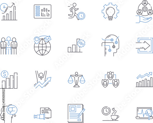 Business analysis outline icons collection. Business, Analysis, Strategy, Process, Model, Planning, Requirements vector and illustration concept set. Market, Data, Cost linear signs