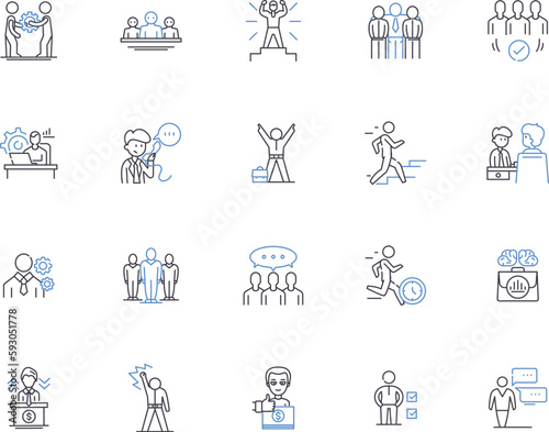 Businessman outline icons collection. Entrepreneur, Executive, Tycoon, Investor, Leader, Mogul, Administrator vector and illustration concept set. Jack-of-all-trades, Manager, Director linear signs