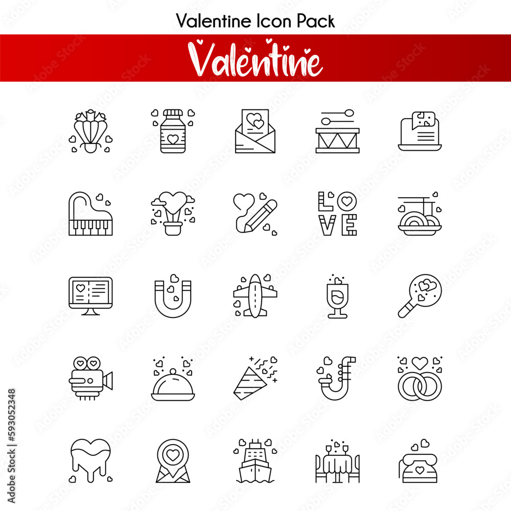 A set pack of Love icons set. The collection includes for mobile app. web design. in a moment of celebration. Valentine's Day.