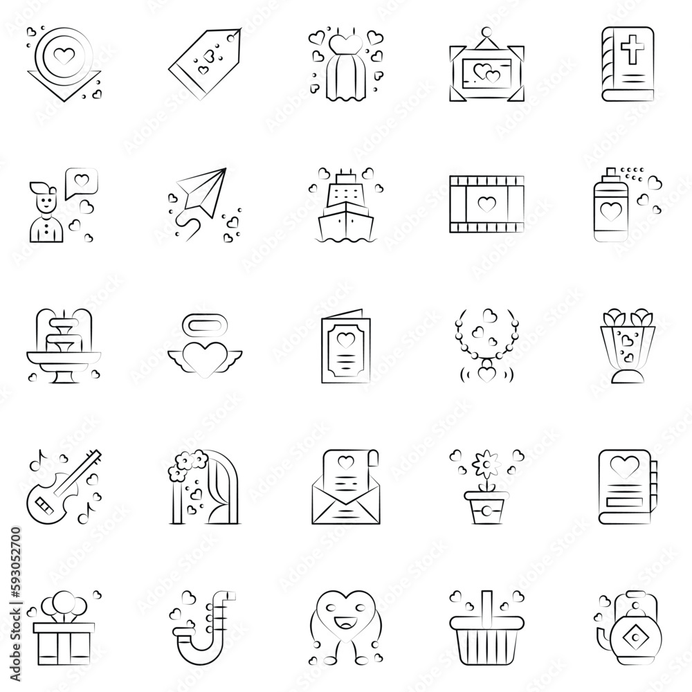 wedding icon pack. marrying. ceremony icons.Vector illustration.