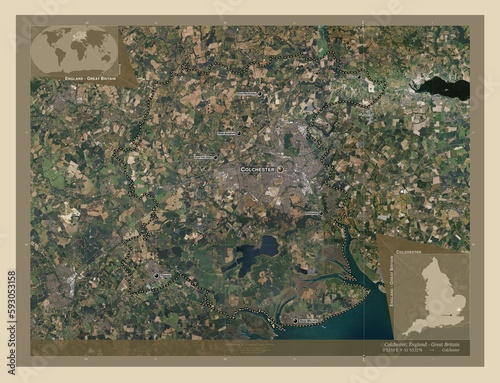 Colchester, England - Great Britain. High-res satellite. Labelled points of cities photo