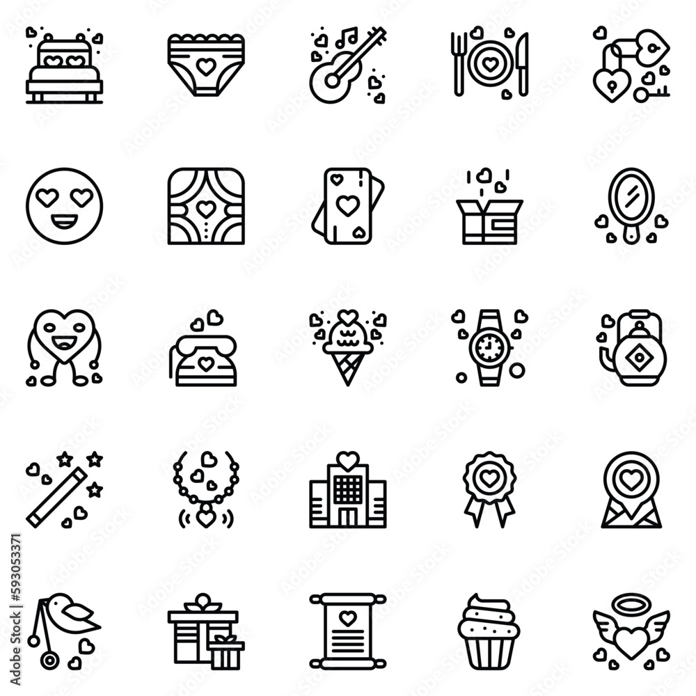 Set of love Icons. Line art Vector illustration. Set of love Icons. Line art Vector illustration.