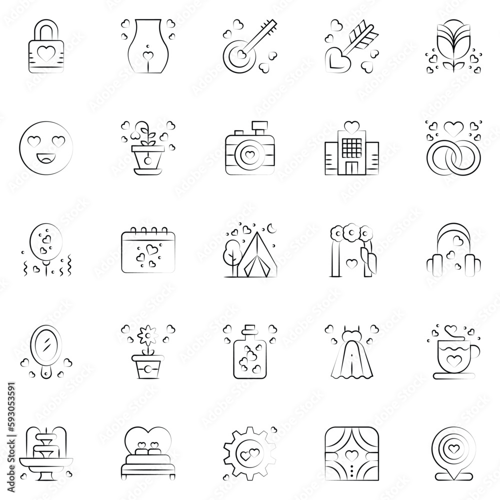 Love And Wedding icon set. Romantic design elements. Love And Wedding icon set. Romantic design elements.