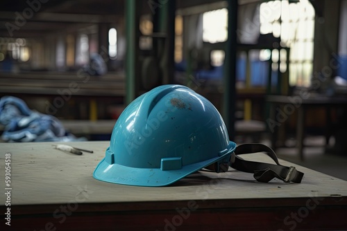 Protection from Industrial Accidents: A Safety Helmet for Workers at Work in the Factory. Generative AI