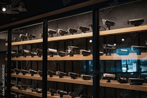 CCTV at a shopping center There is equipment and design space for security systems. Generative AI