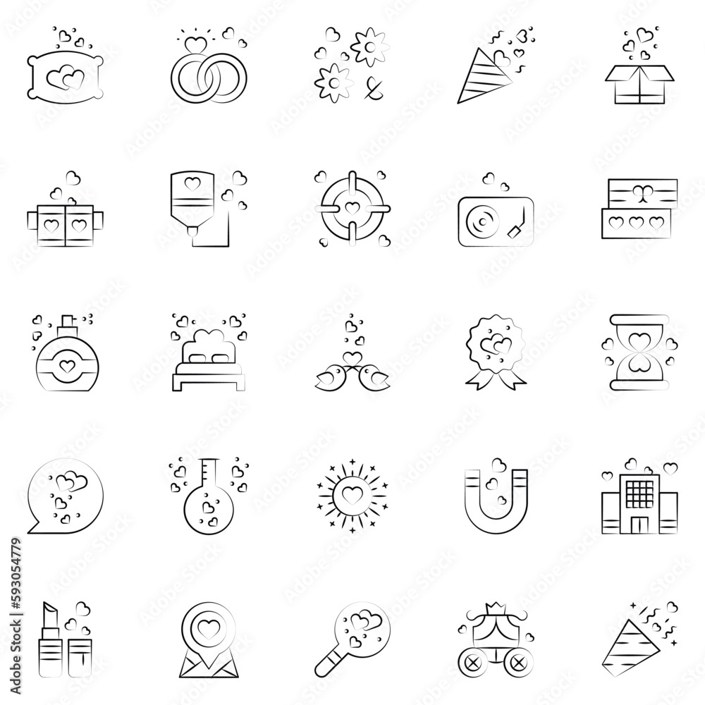 Love icons pack. Love symbols collection. Graphic icons element.
