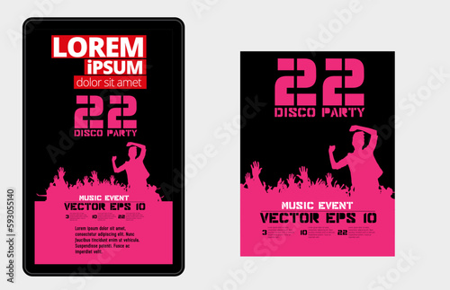 Music event concept for internet banners, social media banners, headers of websites, vector illustration 