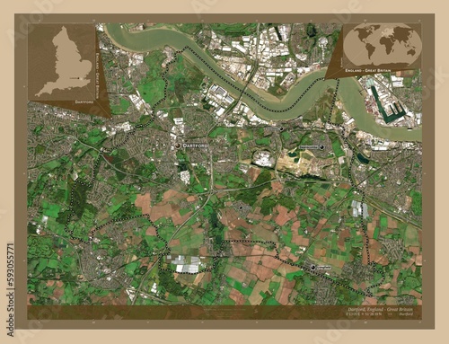 Dartford, England - Great Britain. Low-res satellite. Labelled points of cities photo