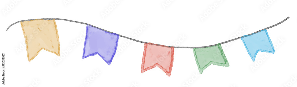 Ilustração do Stock: Bandeiras de festa junina aquarela | Adobe Stock