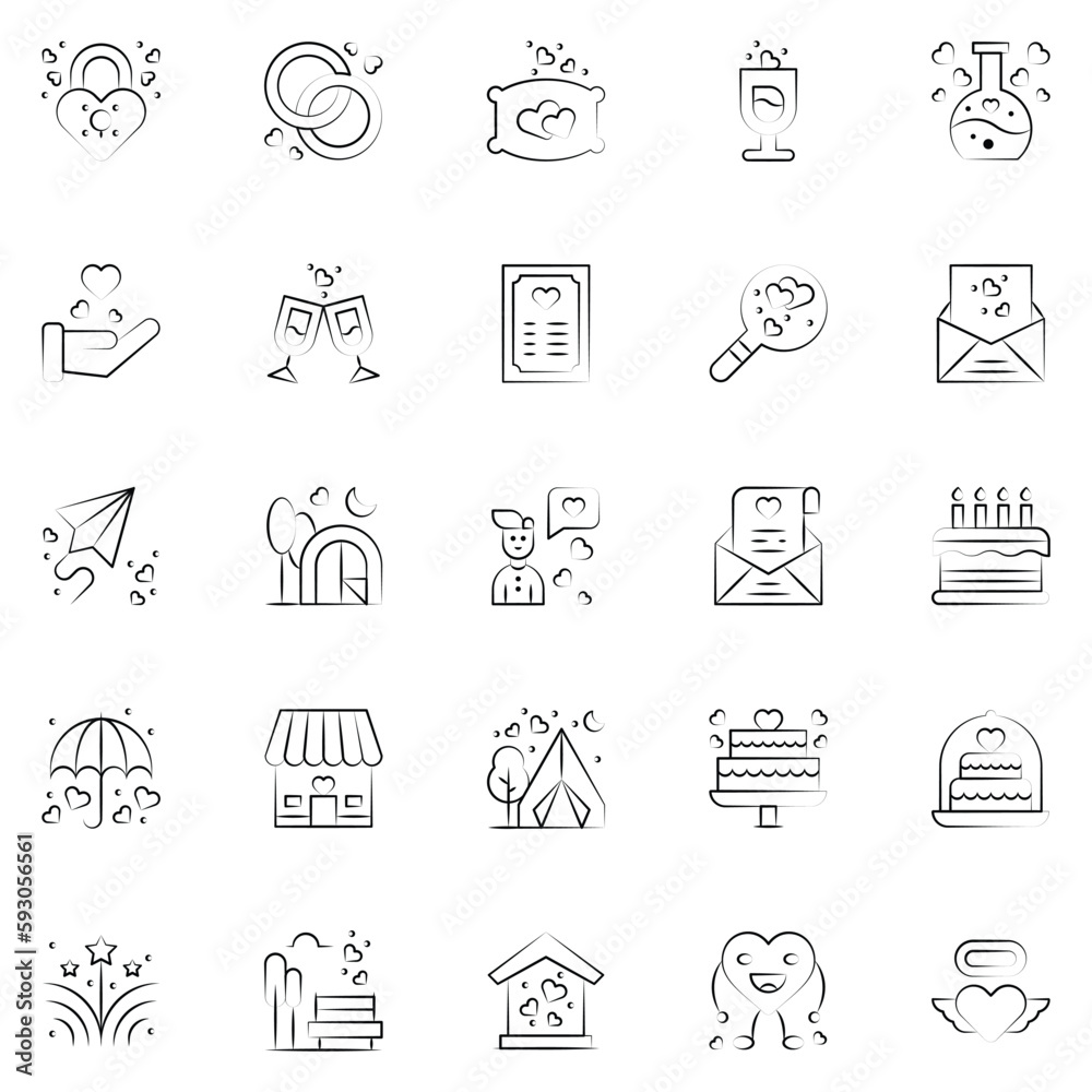 Set of love Icons. Line art Vector illustration. Set of love Icons. Line art Vector illustration.