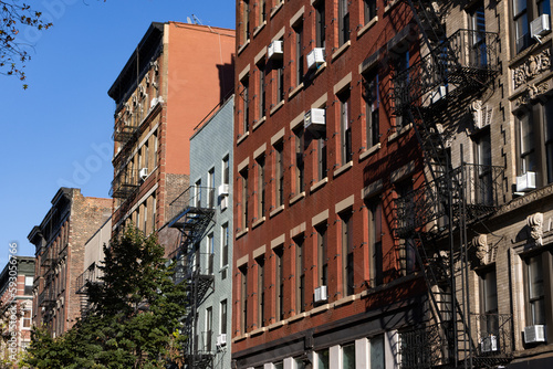 Row of Beautiful and Colorful Old Residential Buildings in SoHo of New York City