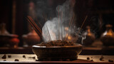 burning incense close up Generated AI